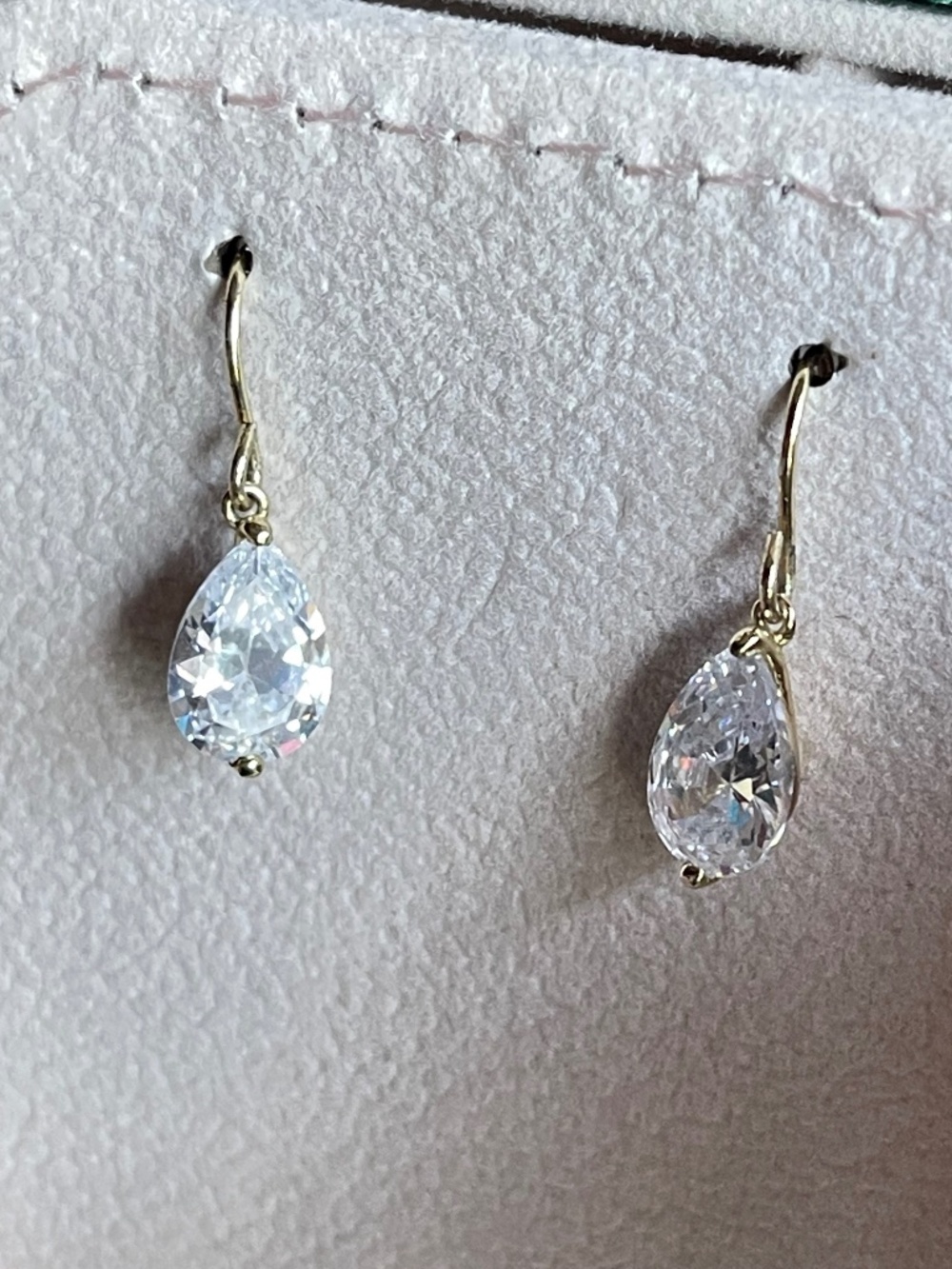 Melinda Maria Gold Teardrop Crystal Dangle Earrings - Picture 4 of 8